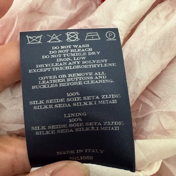 Burberry A Line Short Silk Dress Lace Flutter Sleeve Red White Floral Print Sz 6 - Picture 15 of 16